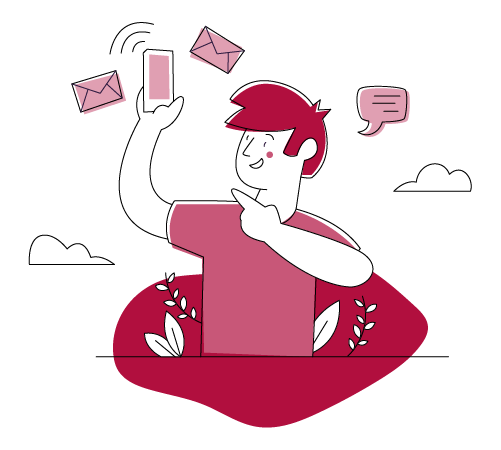 Illustration Person nimmt Kontakt auf